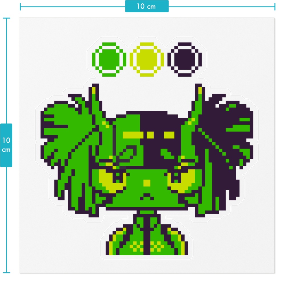 3色ドット絵ステッカー 緑の鬼の女の子