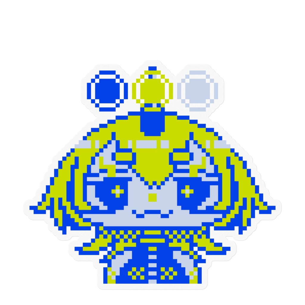 3色ドット絵ステッカー 青い鬼の女の子