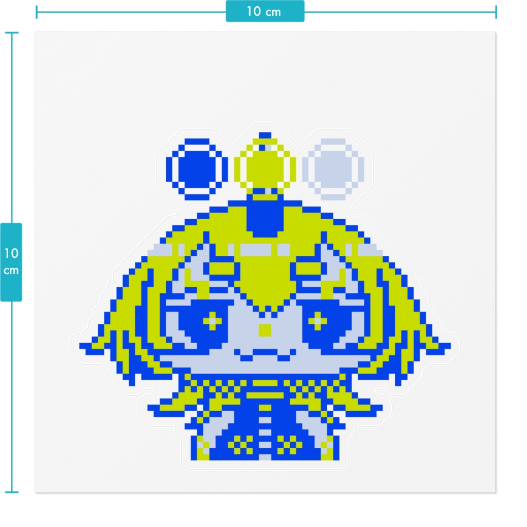 3色ドット絵ステッカー 青い鬼の女の子