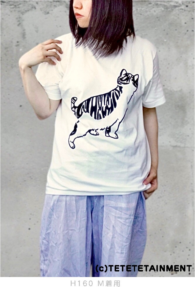 後ろ向き猫Tシャツ/Mサイズ