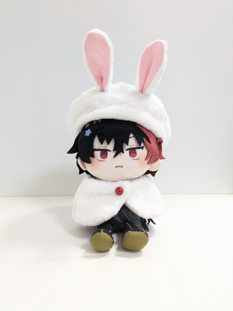 わんぱくぬいベレー帽＋ケープ(ファーウサギ白)