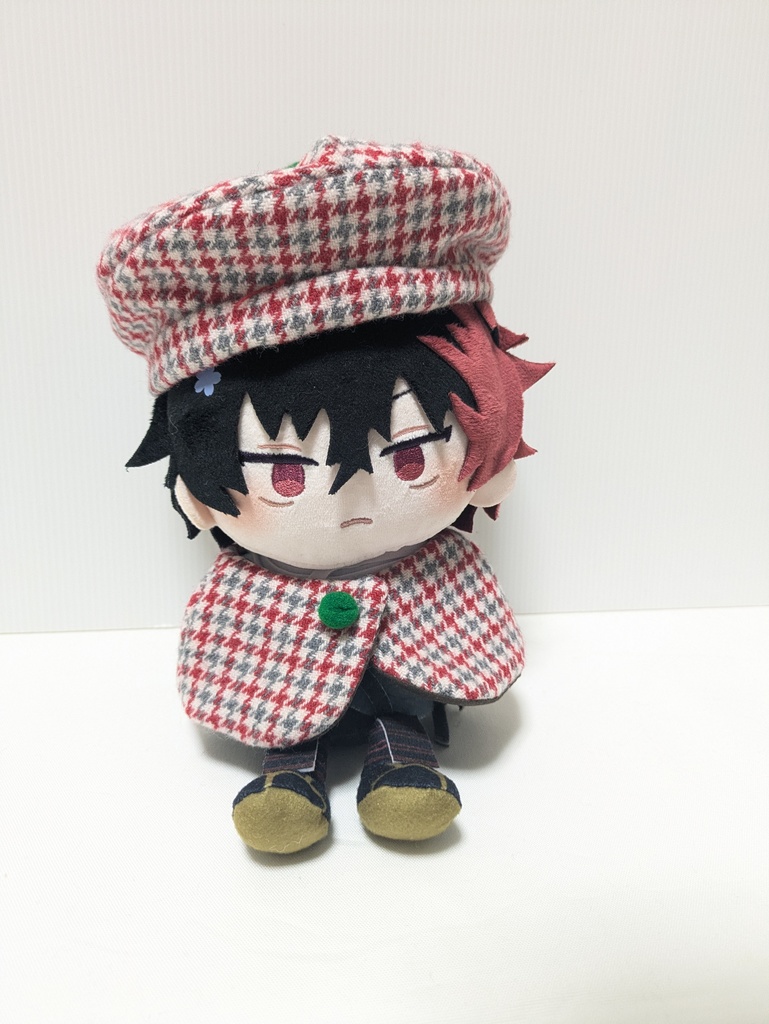 わんぱくぬいベレー＋ケープ(チェック赤×グレー)
