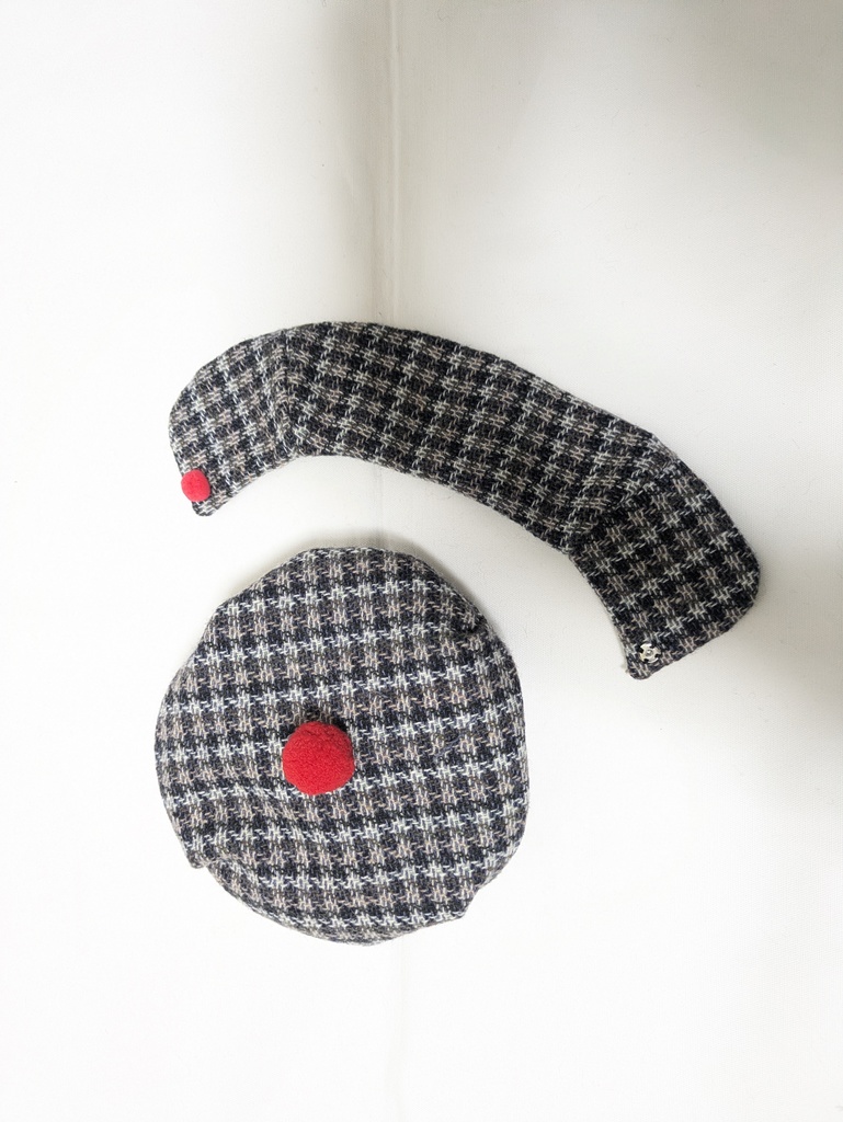 わんぱくぬいベレー+ケープ(チェックグレー系)