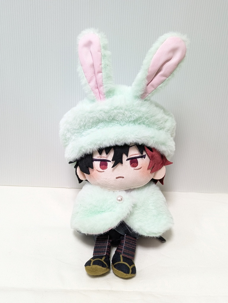 わんぱくぬいケープ＆ベレー帽(ファーうさぎ緑)