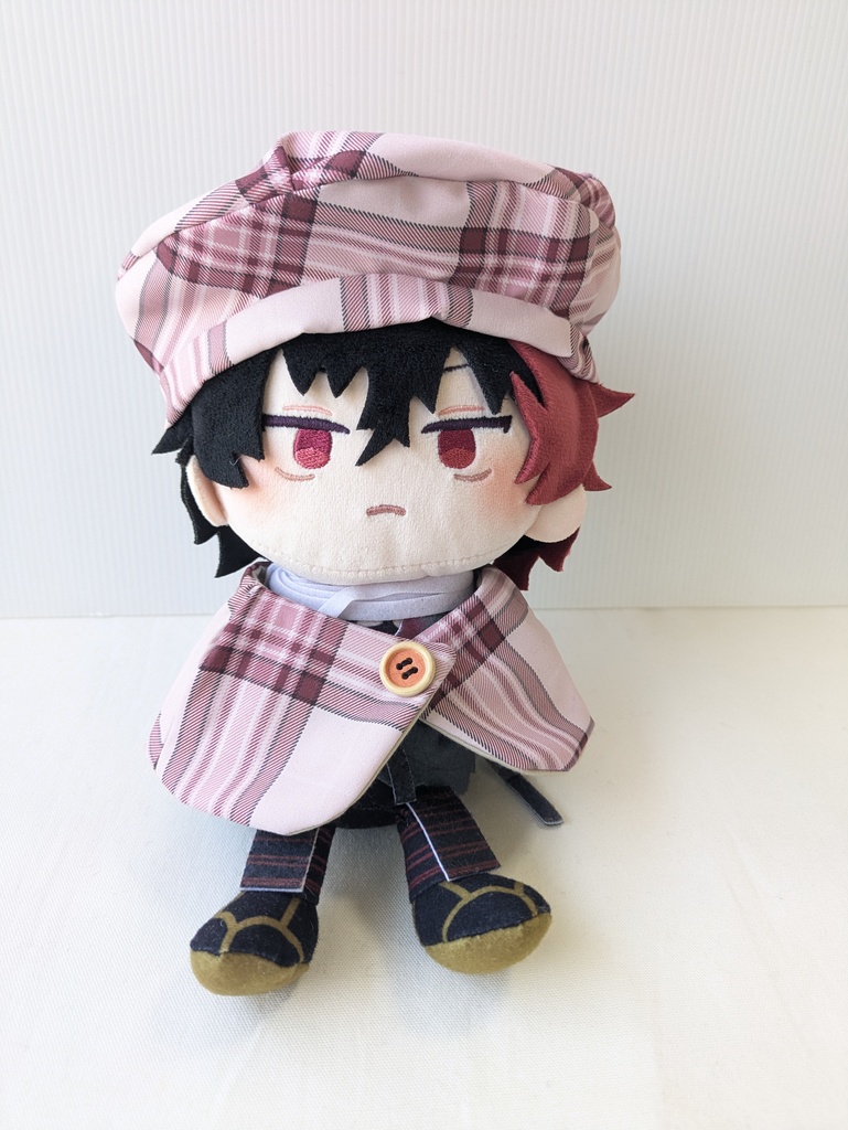 わんぱくぬいケープ＆ベレー帽(チェックピンク)