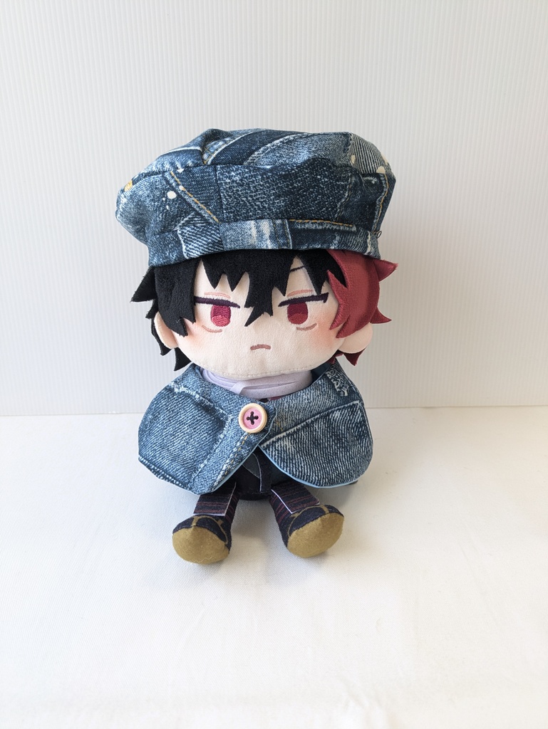 わんぱくぬいケープ＆ベレー帽(デニムつぎはぎ)