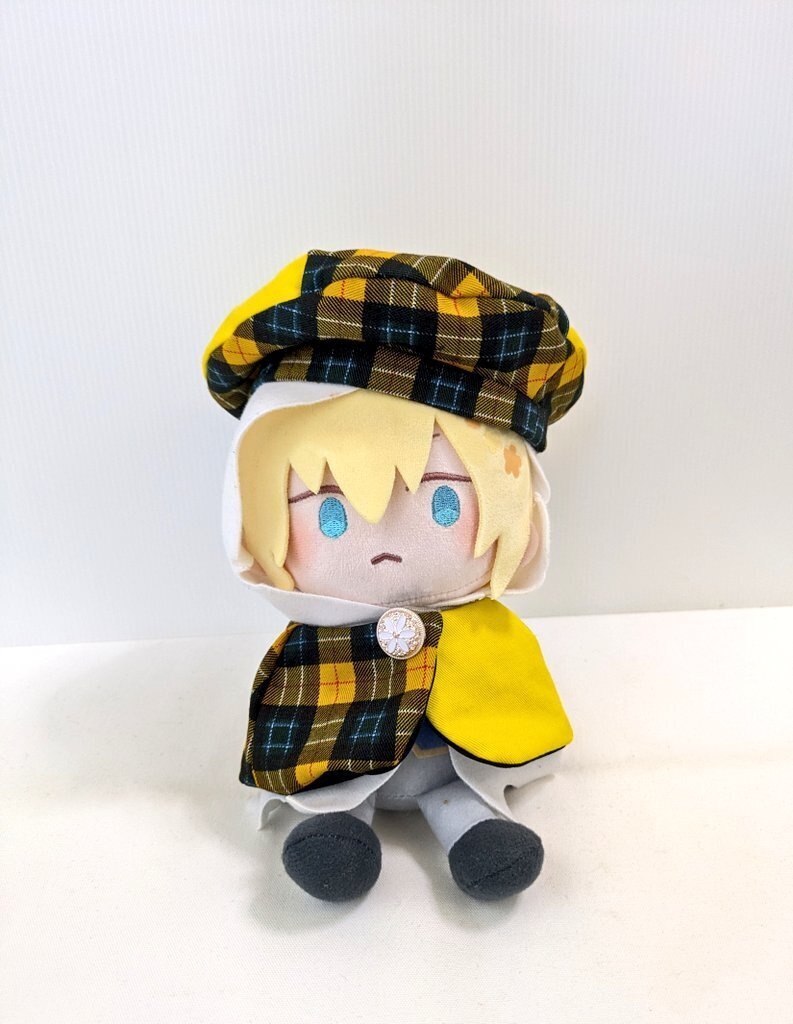 わんぱくぬいケープ＆ベレー帽(黄×チェック)
