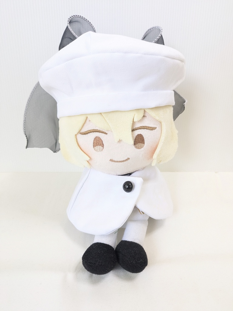わんぱくぬいケープ＆ベレー帽(白＋黒リボン)