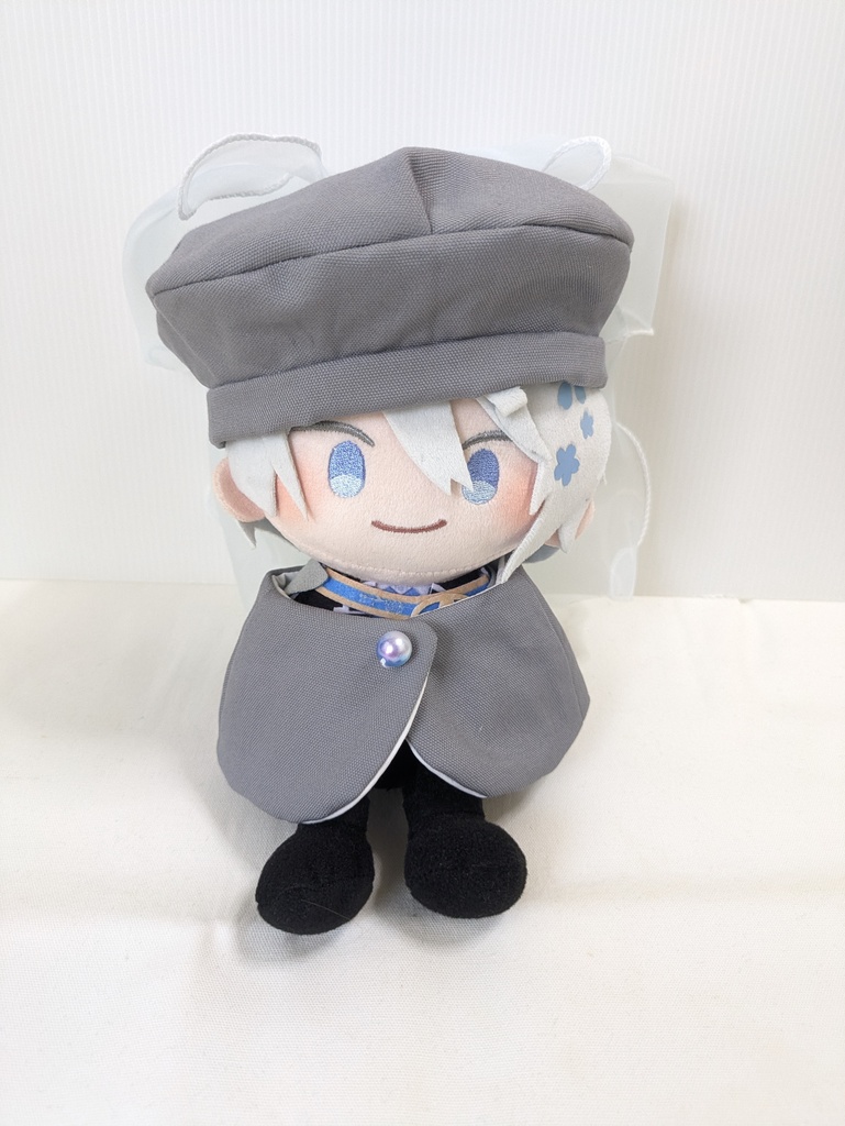 わんぱくぬいケープ＆ベレー帽(グレー＋水色リボン)
