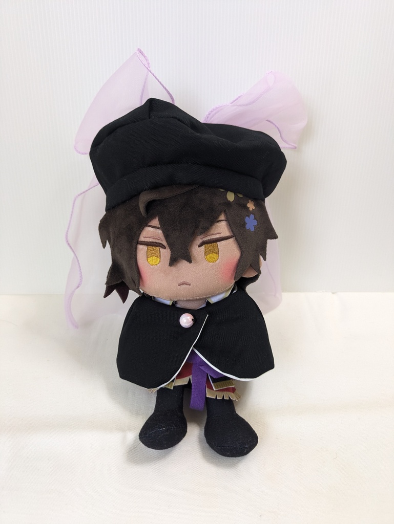 わんぱくぬいケープ＆ベレー帽(黒＋紫リボン)