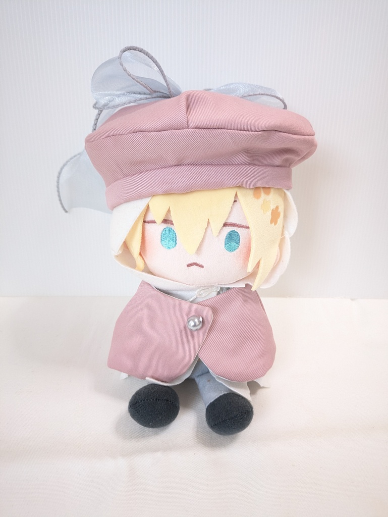 わんぱくぬいケープ＆ベレー帽(ピンク＋グレーリボン)