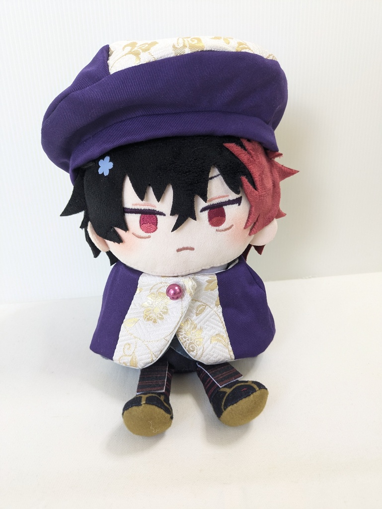 わんぱくぬいケープ＆ベレー帽(金襴白×紫)