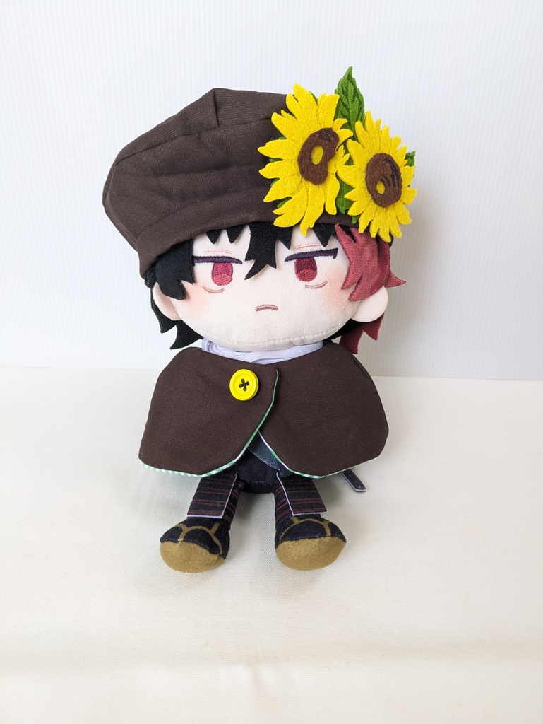わんぱくぬいケープ＆ベレー帽(茶色ヒマワリ)