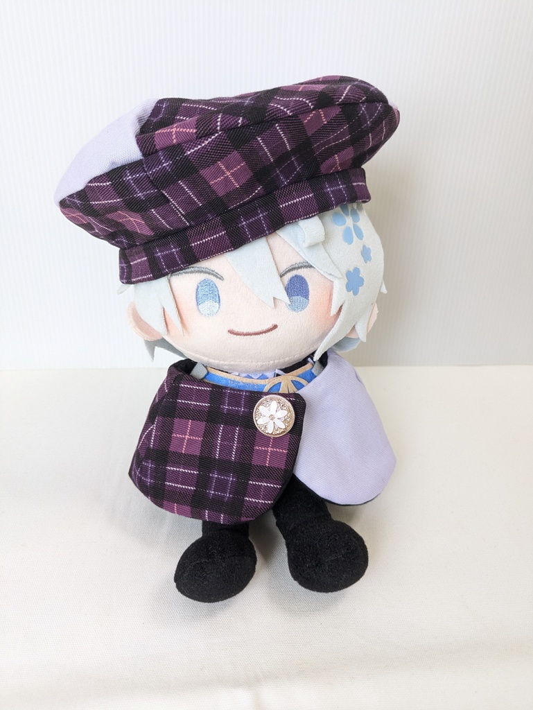 わんぱくぬいケープ＆ベレー帽(チェック紫)
