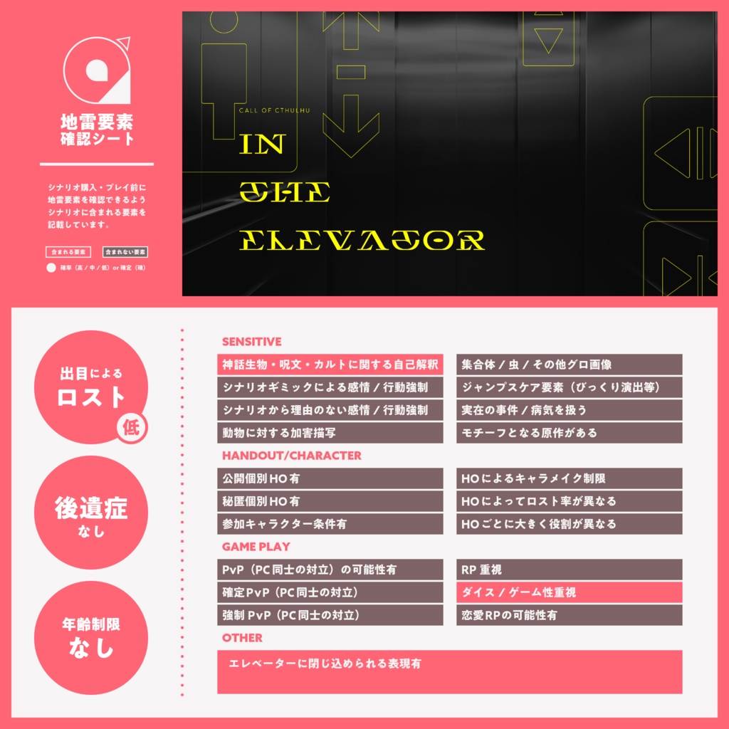 【CoC6th】In the elevator SPLL:E109562