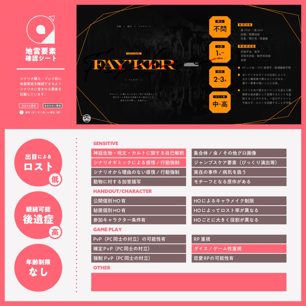 ※本文無料【CoC6th/KPレス有】Fay'ker SPLL:E189748