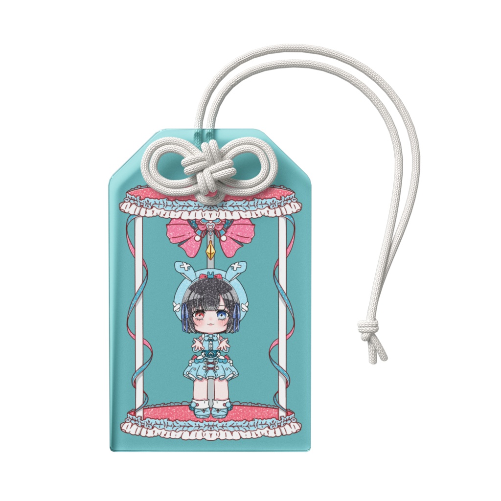 ぴぃい 冬うさぎモチーフ アクリルお守り 【イラスト ラメVer】