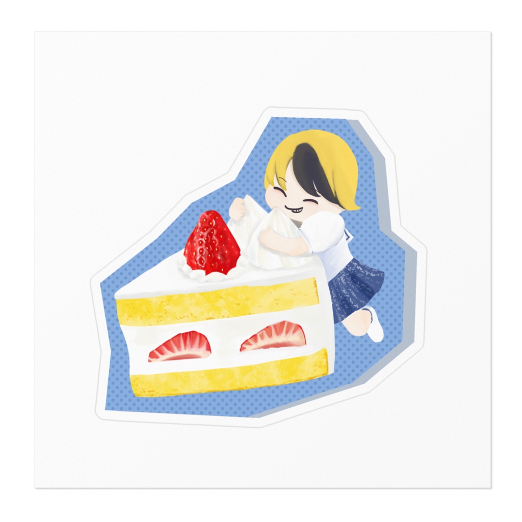 美味しいケーキも食べられちゃうかもステッカー