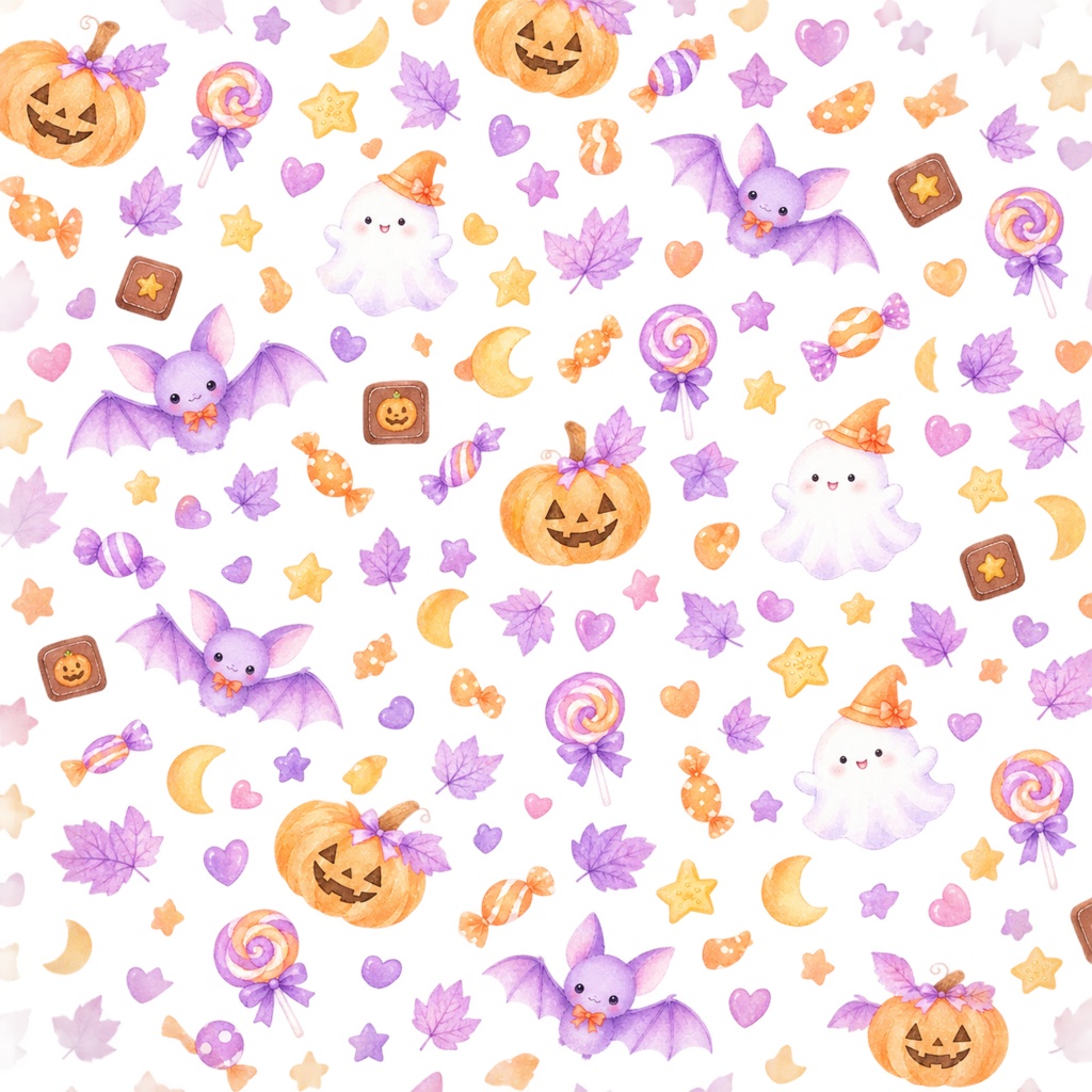 Kawaii Halloween｜ハロウィン水彩デジタルペーパー