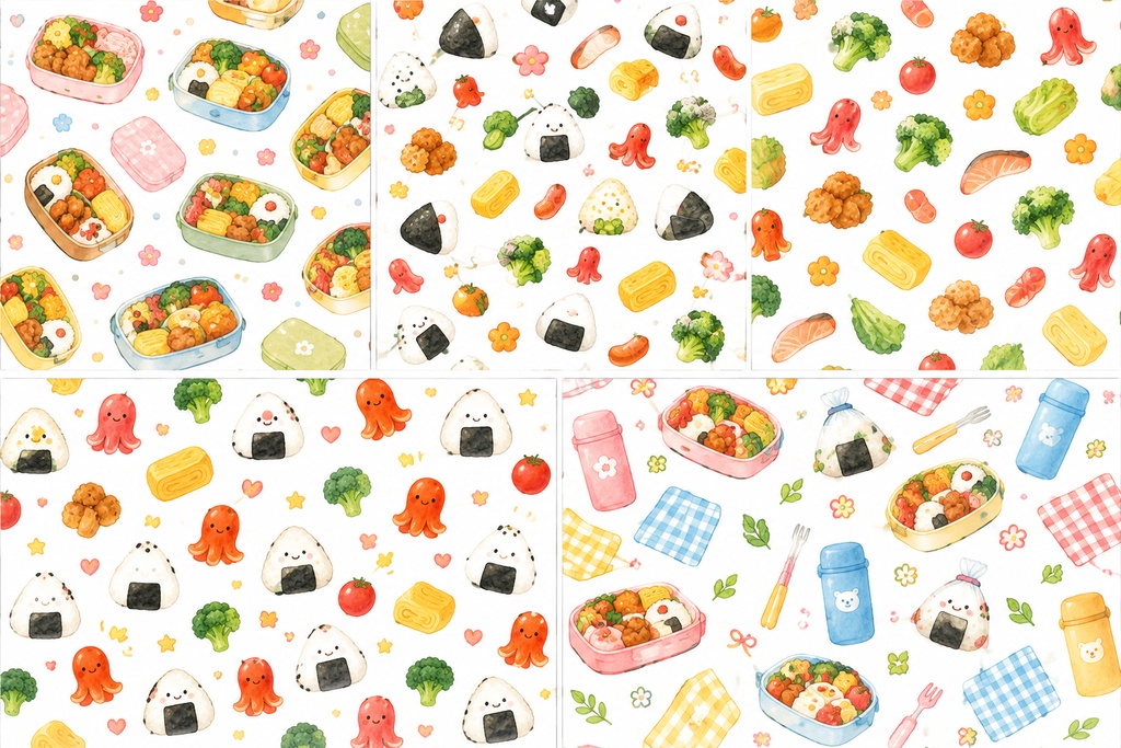 お弁当デジタルペーパー5枚セット