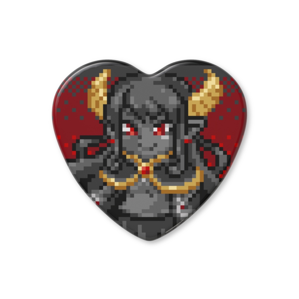 魔王見習いのドット缶バッジ（ハート）