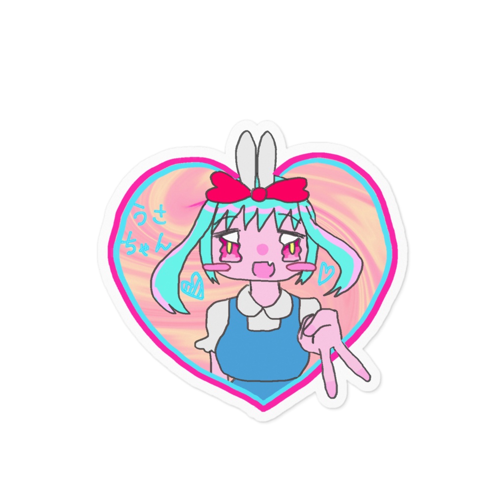 うさちゃんハートステッカー