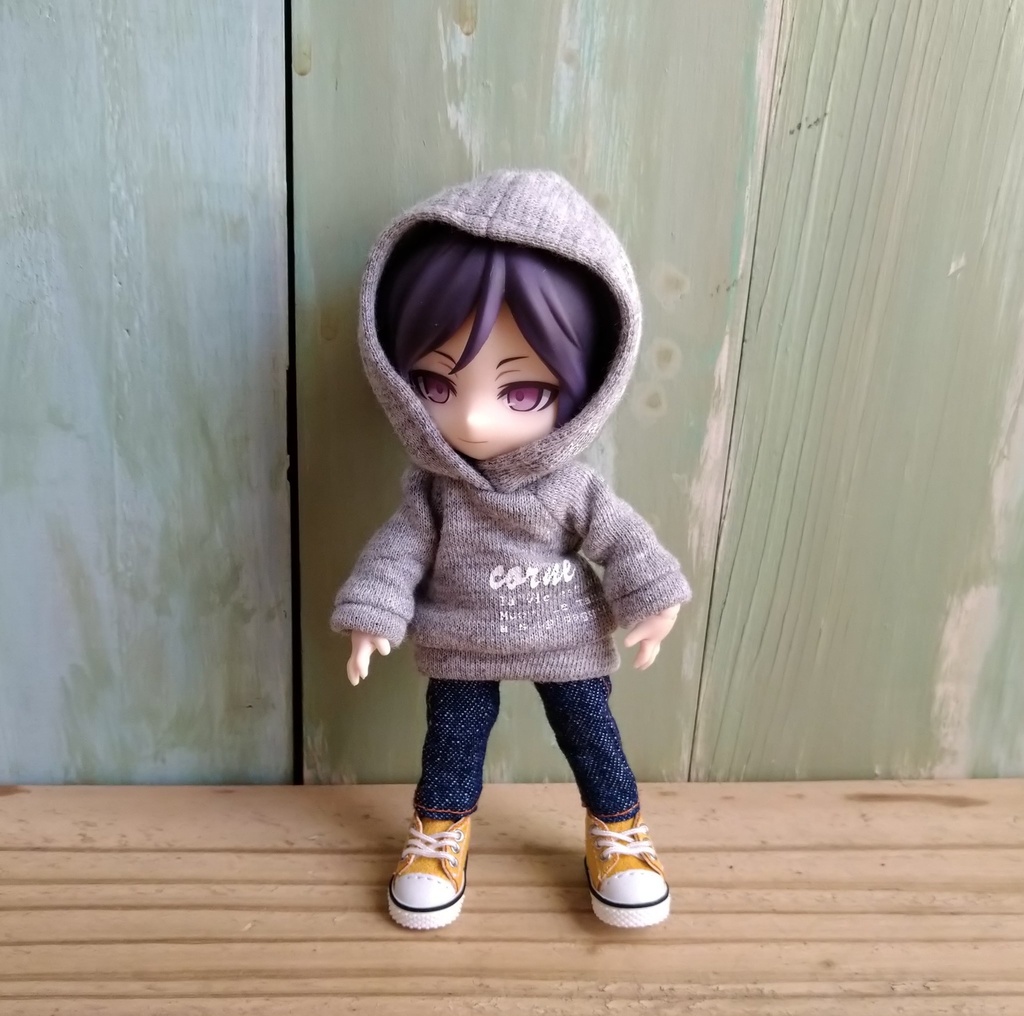 【かぶるタイプ④】プリント フードパーカー オビツろいど　ねんどーる ob11
