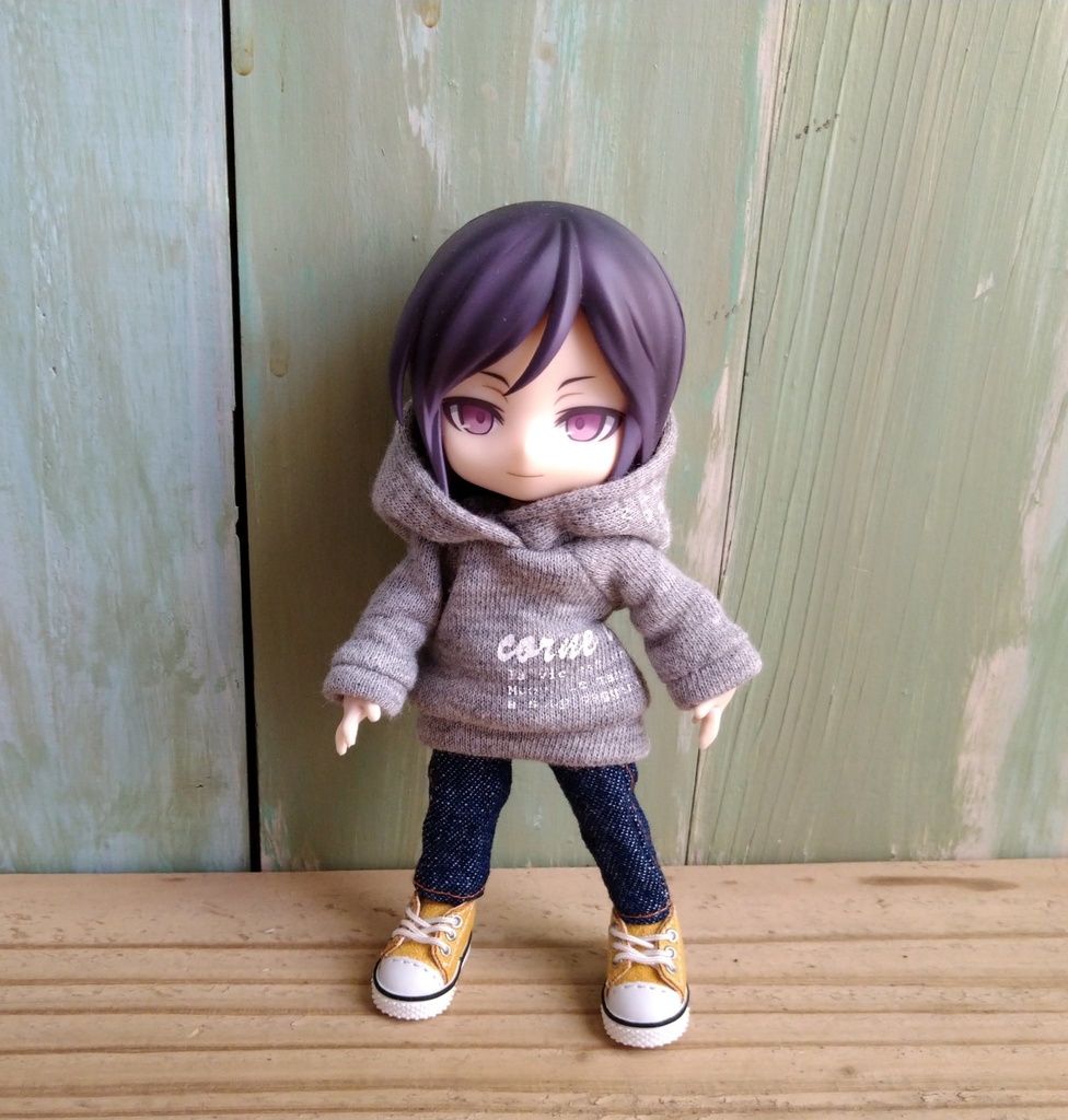 【かぶるタイプ④】プリント フードパーカー オビツろいど　ねんどーる ob11