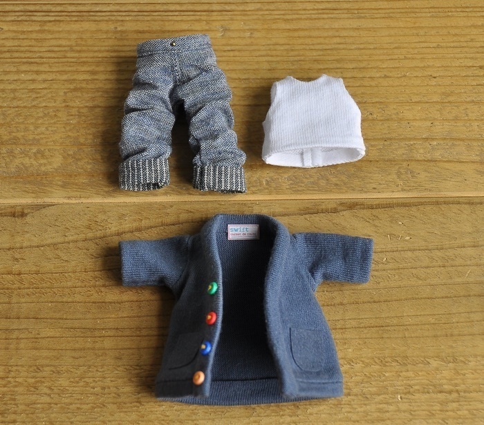 【セットアップ】カーディガン+タンクトップ+ルーズパンツ  オビツろいど ob11 ねんどろいドール