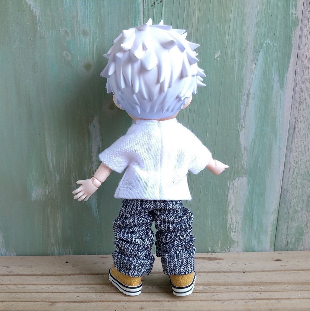 ストライプ/ハーフリネン ルーズパンツ　服　オビツ１１ OB11