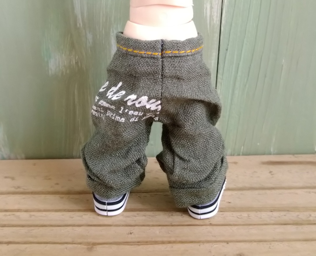 カーキリネン/ルーズパンツ　ロールアップデニム ライトネイビー 服 オビツ１１ OB11