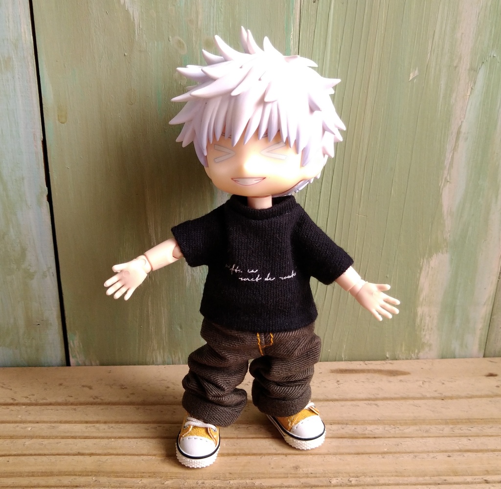 【セットアップ】カーキチノ ルーズパンツ&ハンドプリントロゴ T シャツ オビツ11 ob11 服 ねんどろいど