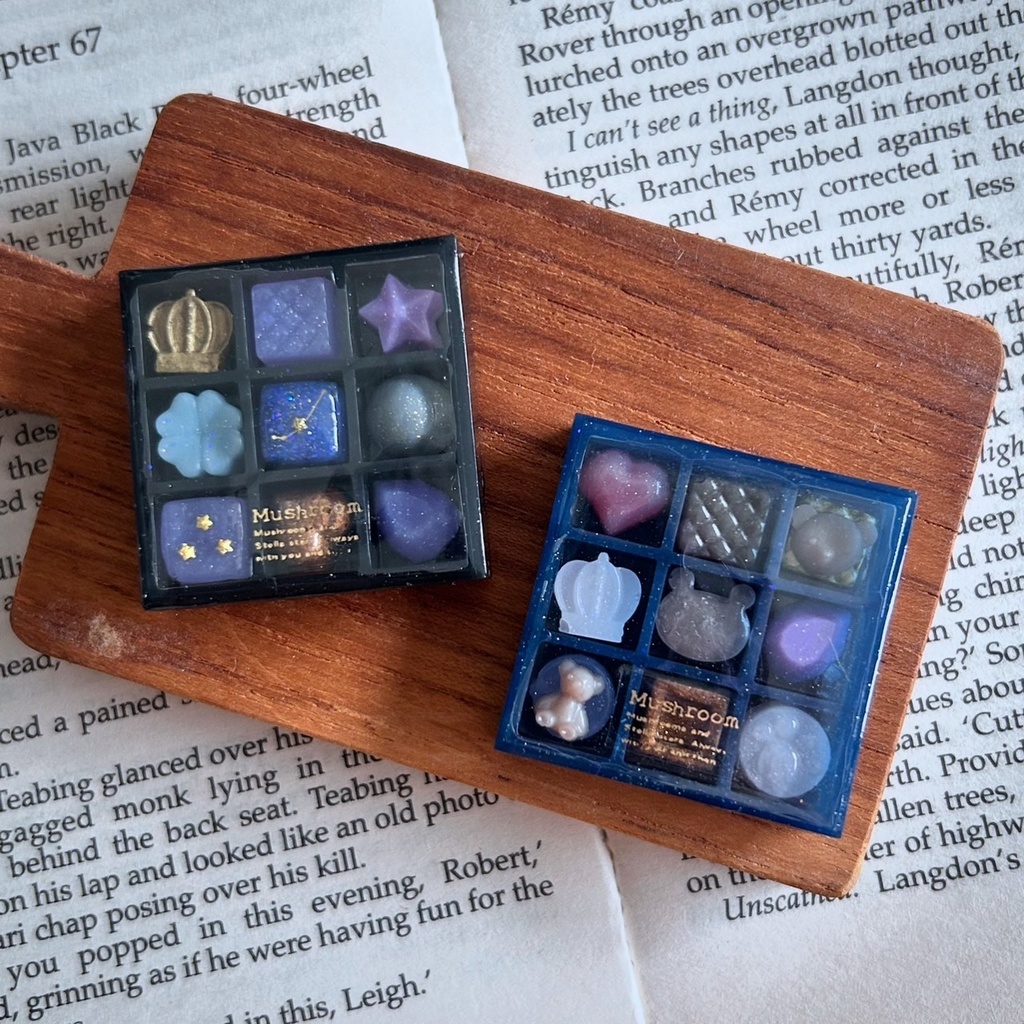 1点限り おかしぼっくす チョコレート９個入り② 宇宙レジン チョコレートボックス