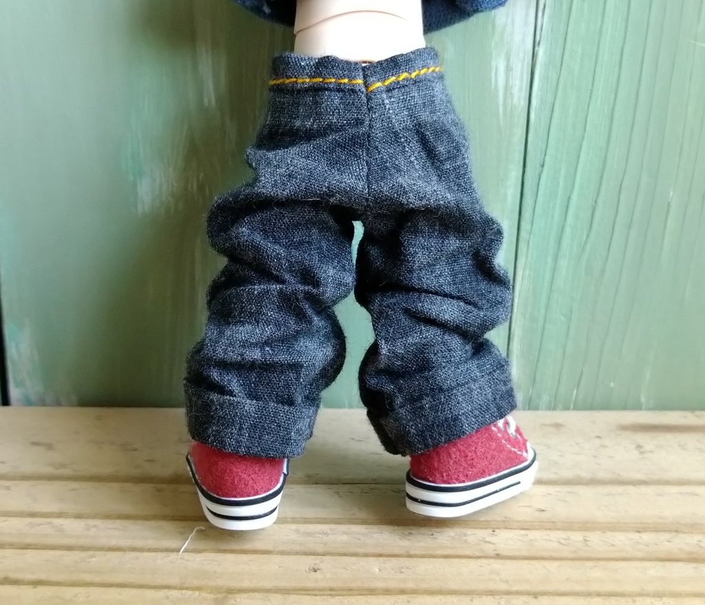 ブロックチェック   ツイルコットン  ロールアップ ルーズパンツ 服 オビツ１１ OB11