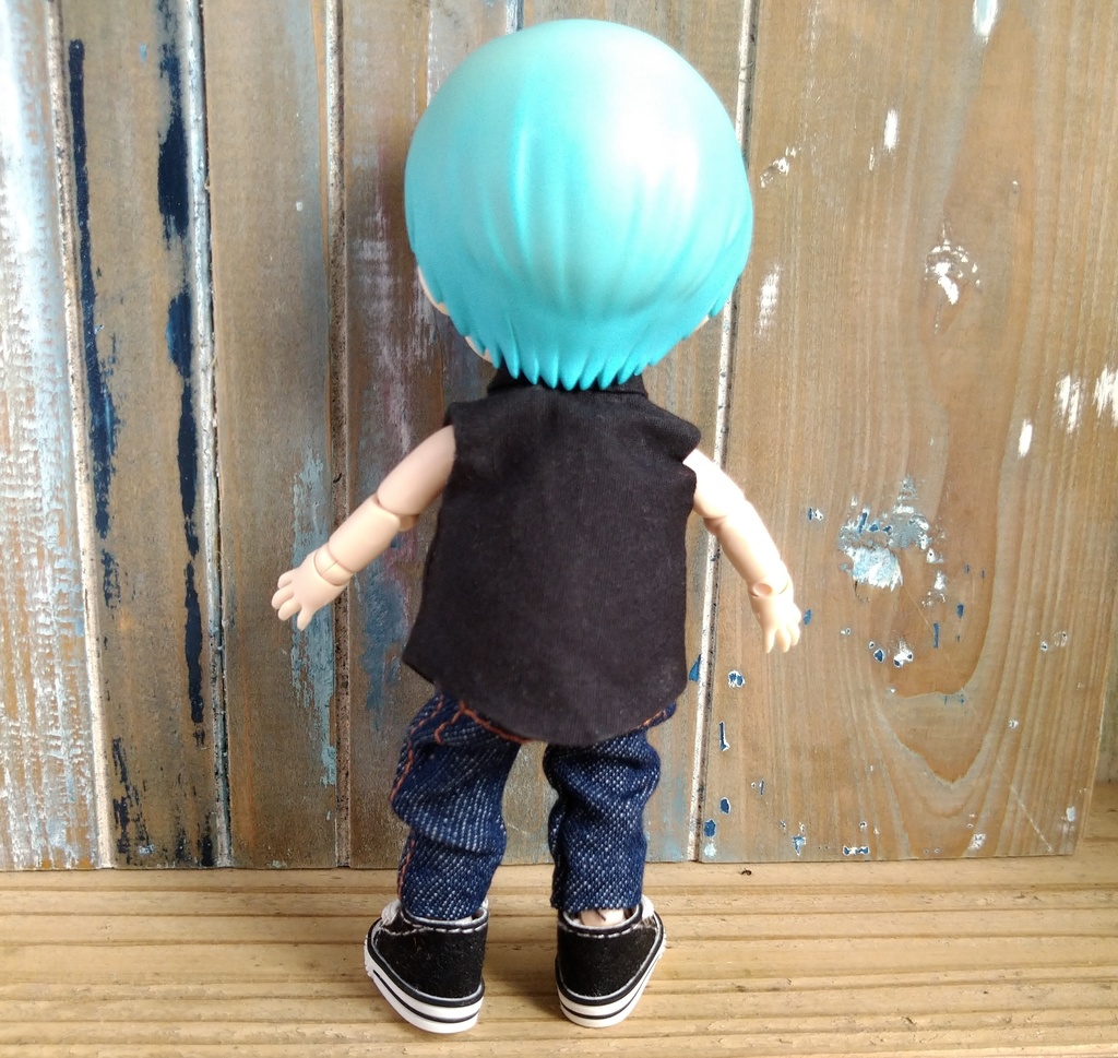 【3色】オリジナルハンドプリント+ノースリーブシャツ 選べる3色 Yシャツ ねんどろいど どーる オビツろいど ob11 服 ゴシック モード