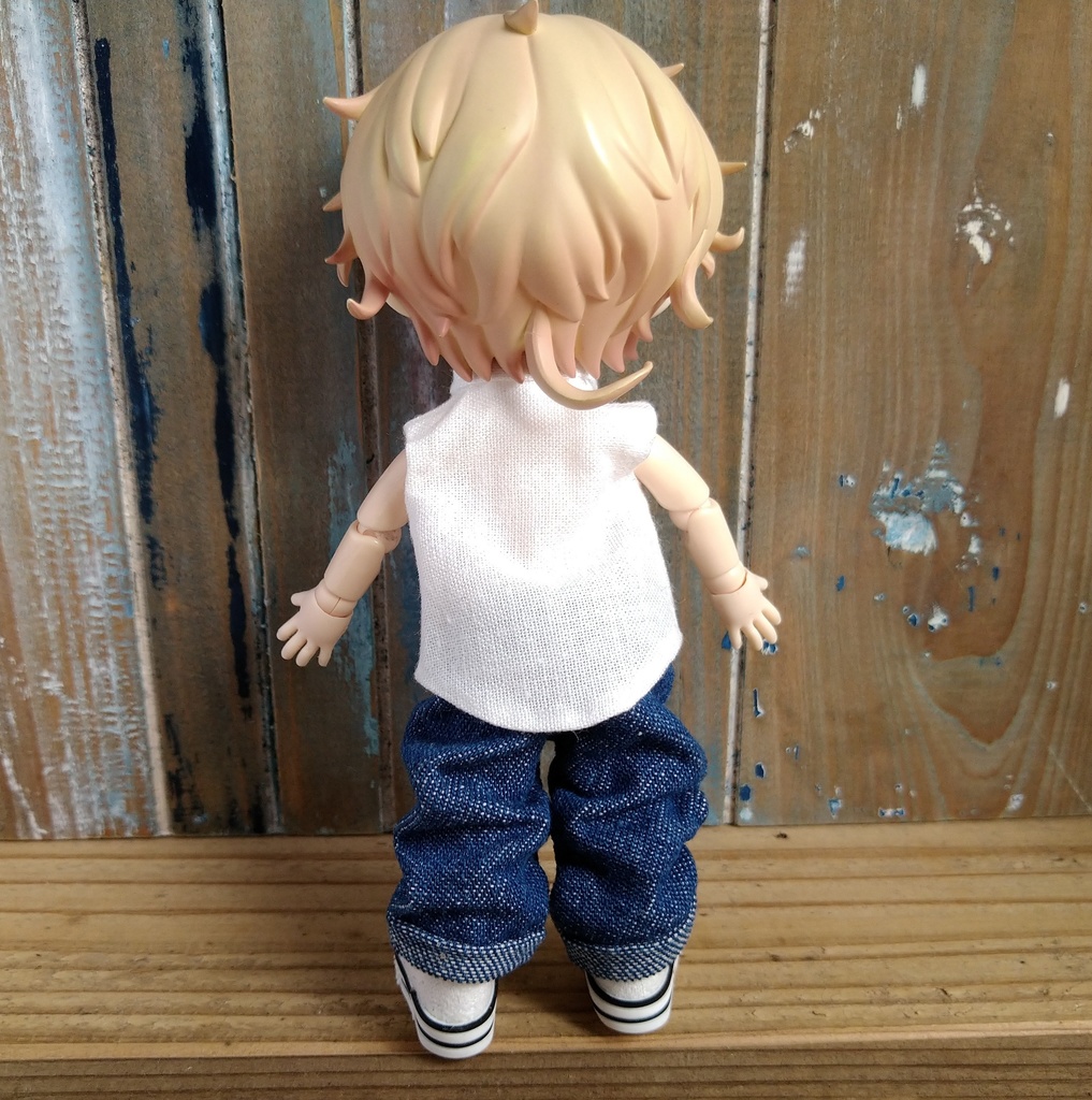 【3色】オリジナルハンドプリント+ノースリーブシャツ 選べる3色 Yシャツ ねんどろいど どーる オビツろいど ob11 服 ゴシック モード