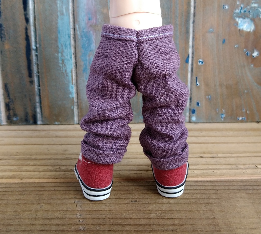 【選べる6色】細めの ロールアップルーズパンツ ライトネイビー 服 オビツ11 OB11