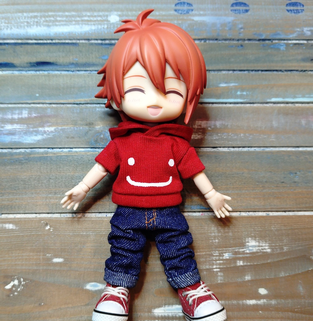 【ねんどろいどどーる、オビツろいど兼用】選べる3色 → 細めの半袖パーカー オビツ11 ねんどーる ねんどろいど どーる パーカー 服