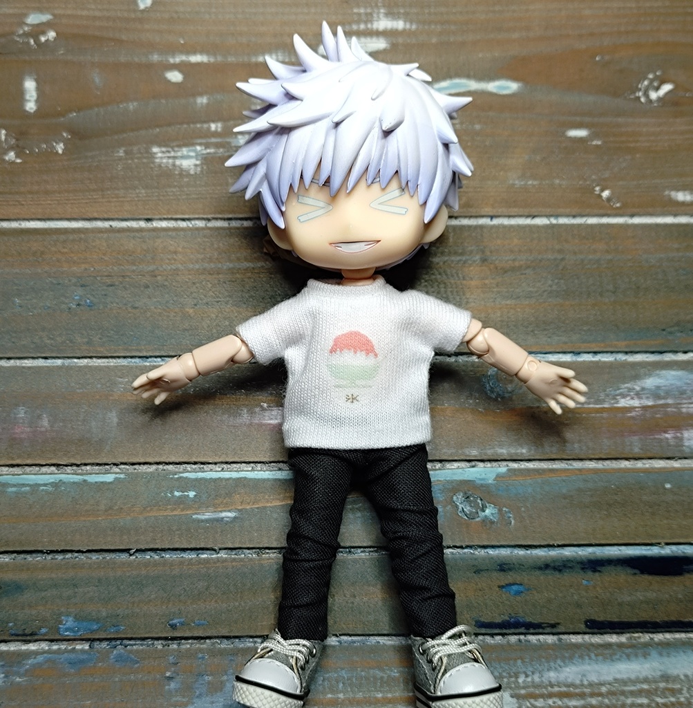 型紙改・アイロンプリントTシャツ💕 かき氷 白地のTシャツ ob11 ねんどろい オビツ ドール 服