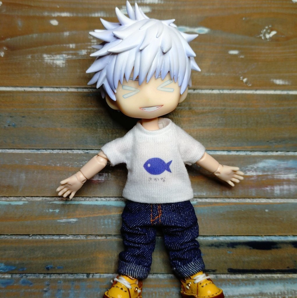 アイロンプリントTシャツ🐟️さかな 白地のTシャツ ob11 ねんどろい オビツ ドール 服