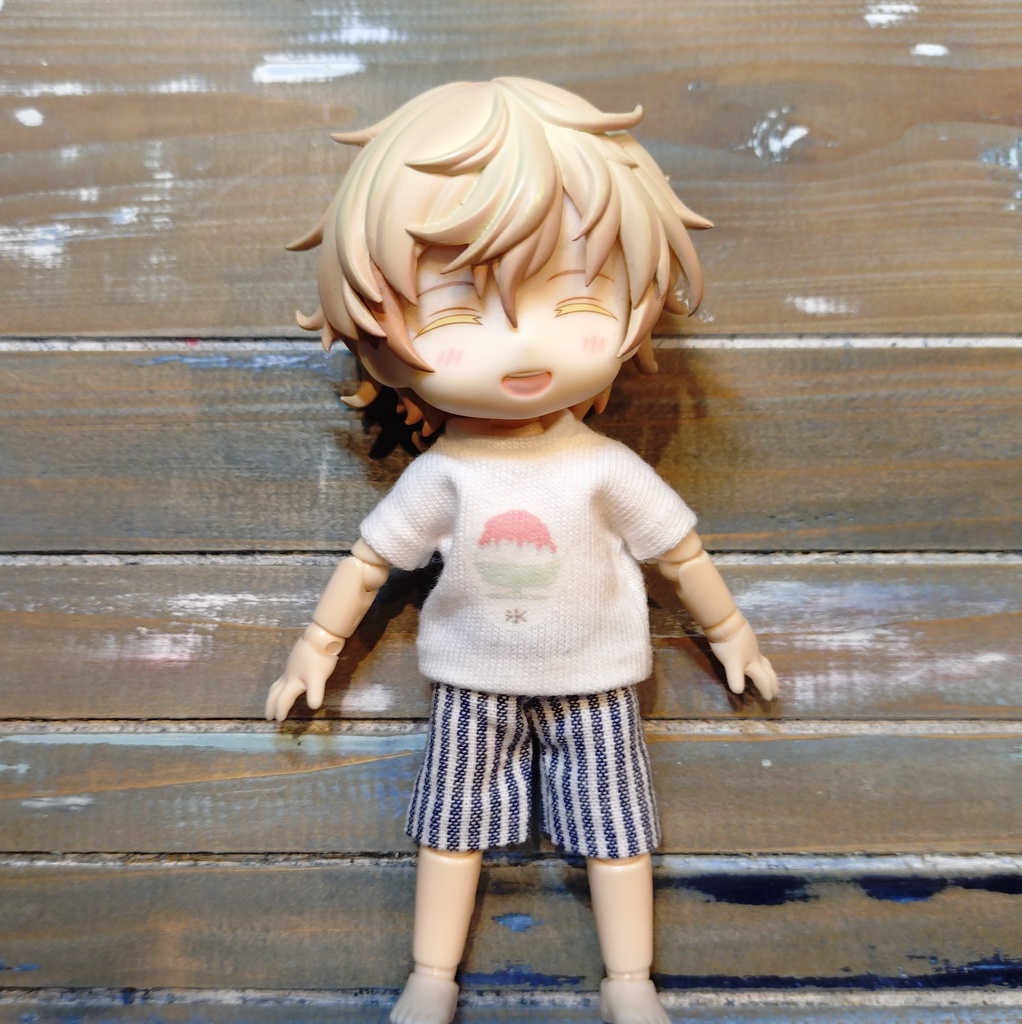 【セットアップ】氷🍧のアイロンプリントロゴ Tシャツ＆ハーフパンツ オビツ ob11 服 ねんどろいど