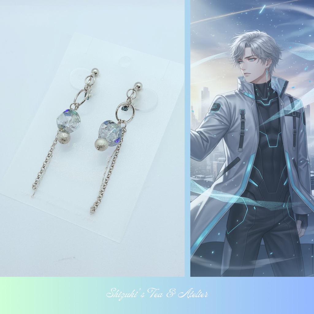 透きとおる朝の青 《12月誕生石:ブルージルコン》 (イヤリング/ピアス/イヤーカフ)092