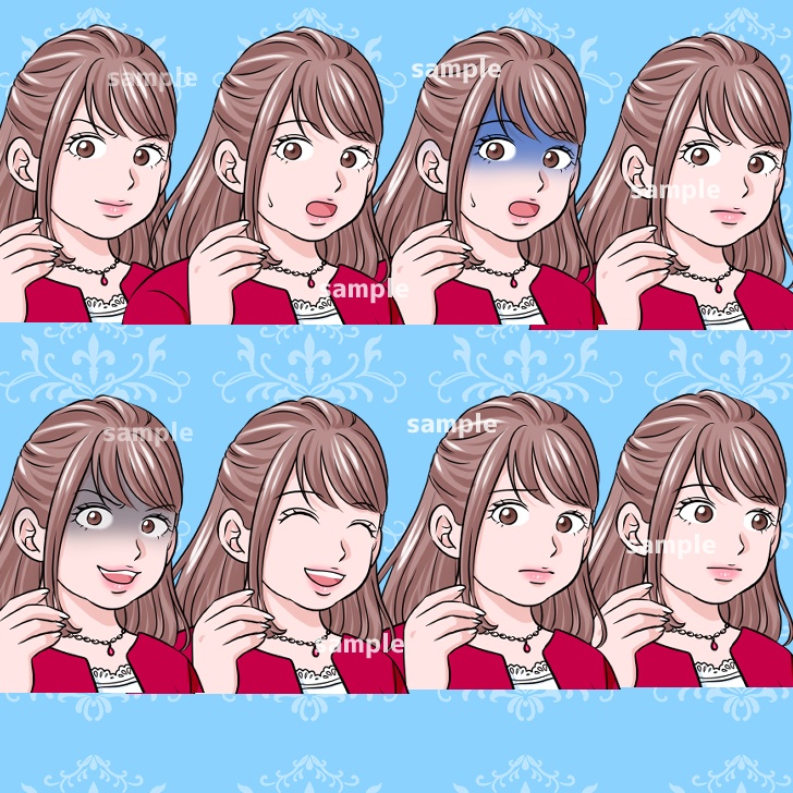 【無料あり】ぽっちゃり系の若い女性の全身立ち絵【表情15種類】