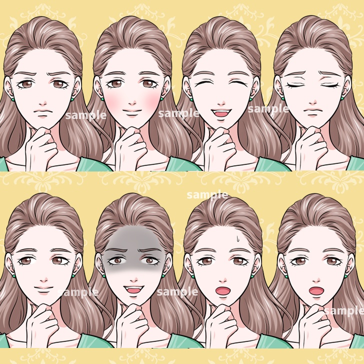 【無料あり】ワンピースを着た大人の女性の全身立ち絵【表情16種類】