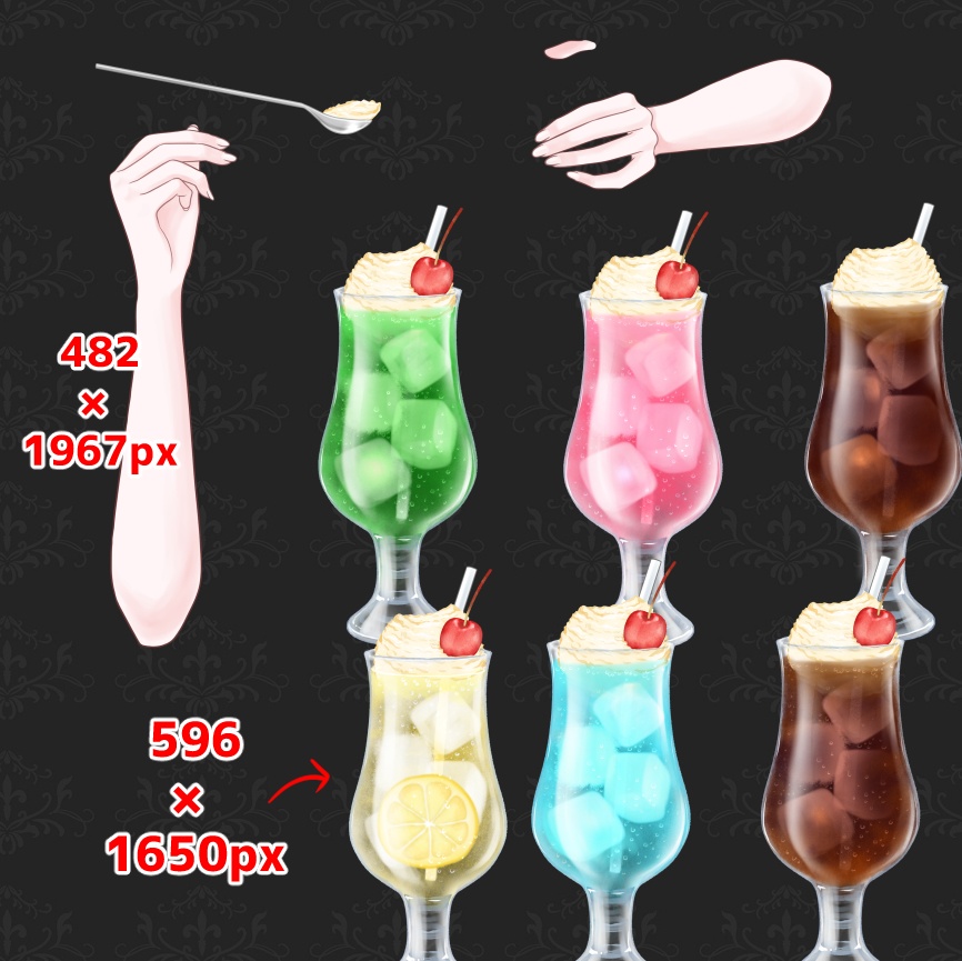 【無料あり】クリームソーダのセット(手のパーツ付き)