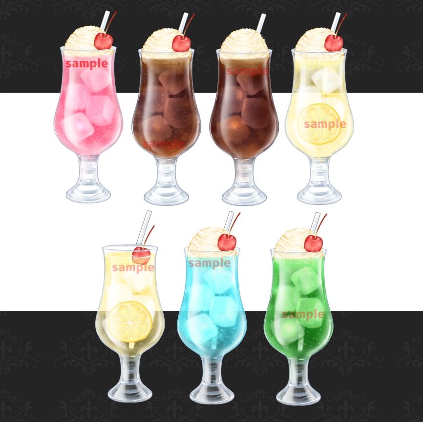 【無料あり】クリームソーダのセット(手のパーツ付き)