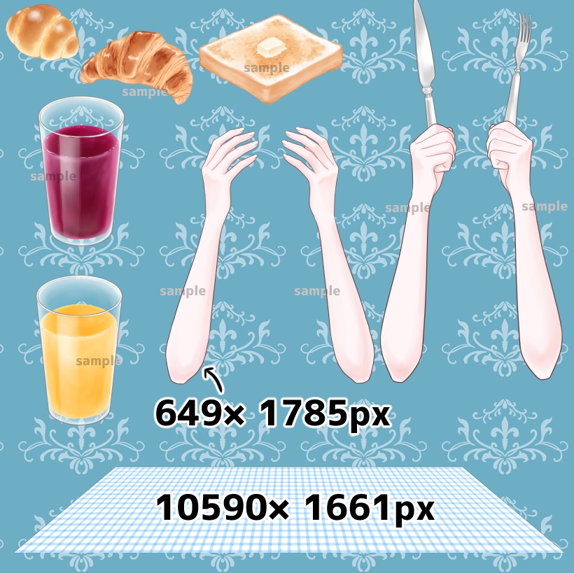 【無料あり】洋風の朝食セット(手パーツ付き)