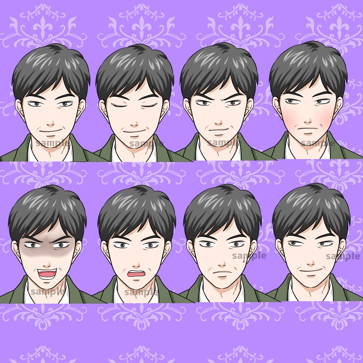 【無料あり】コートを着た中年男性(おじさん)の全身立ち絵【表情16種類】