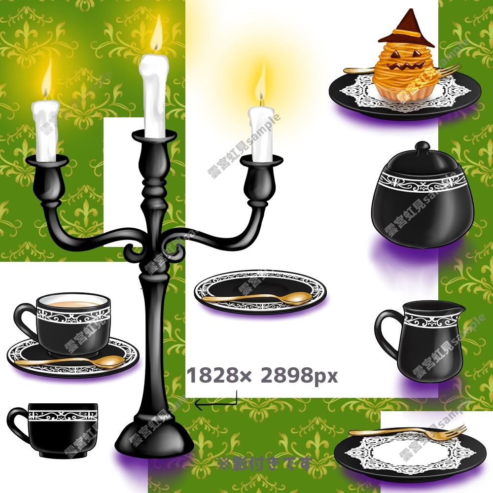 【無料あり】ハロウィンのティーセットと部屋