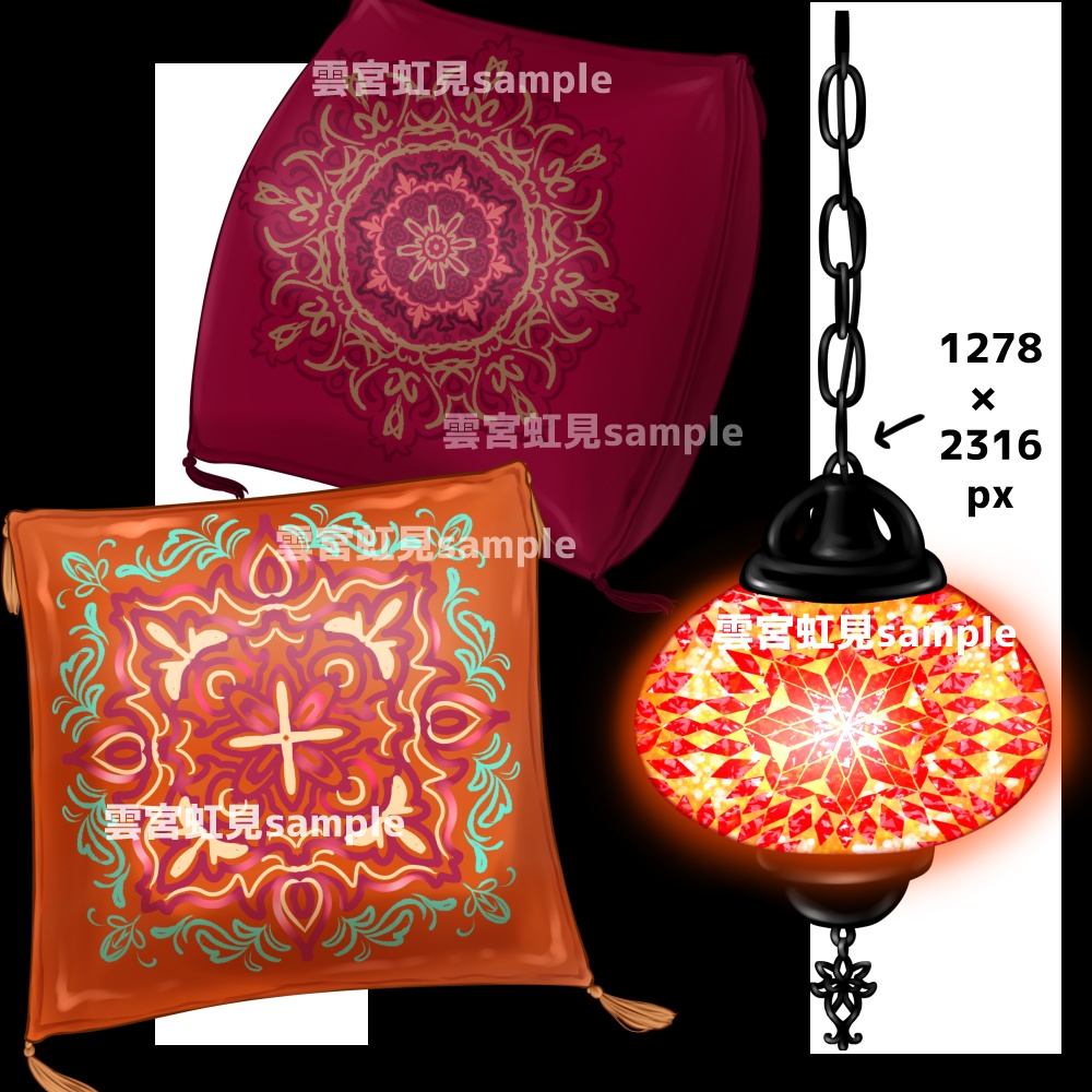 【無料あり】アラビアンなベッドルーム(赤系)